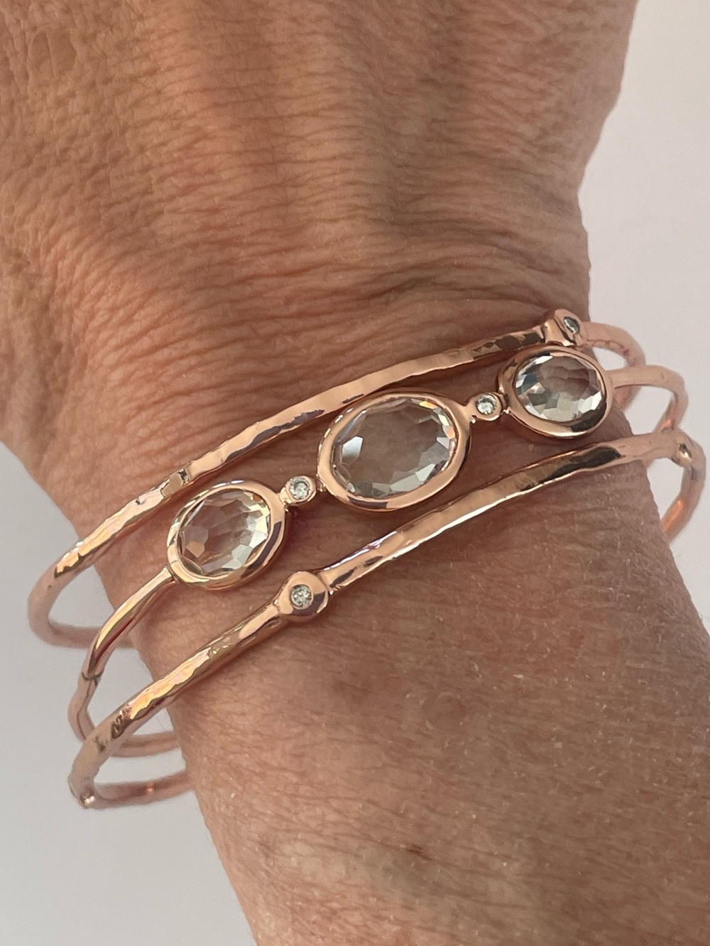 Ippolita Rose Collection Crystal Quartz & Diamond Bracelet Set of Three